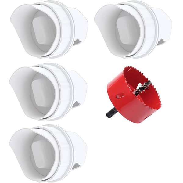 KIWDZFU DIY Chicken Feeder Rainproof Gravity Kit with PVC Ports for Buckets Barrels Bins Troughs Easy Install 4 Ports Feed