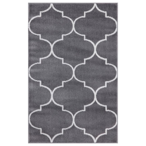 Concord Global Trading Jefferson Collection Morocco Trellis Gray 3 ft. x 4 ft. Area Rug