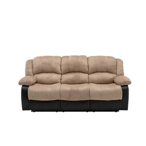 Aiden 84 in. Beige Microfiber 3-Seater Lawson Reclining Sofa with Round Arms