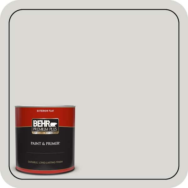 BEHR PREMIUM PLUS 1 qt. #N360-1 Seagull Gray Flat Exterior Paint & Primer
