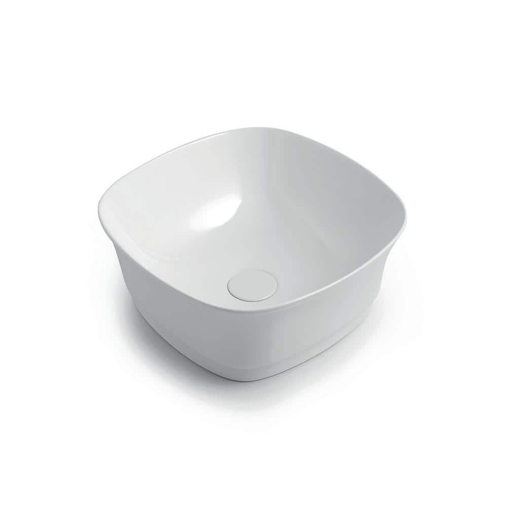 White Ceramic Square Wall-Mount Bathroom Sink