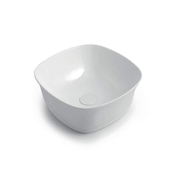 WS Bath Collections Mood ID 42.42 Ceramic Square Vessel Sink in Glossy White