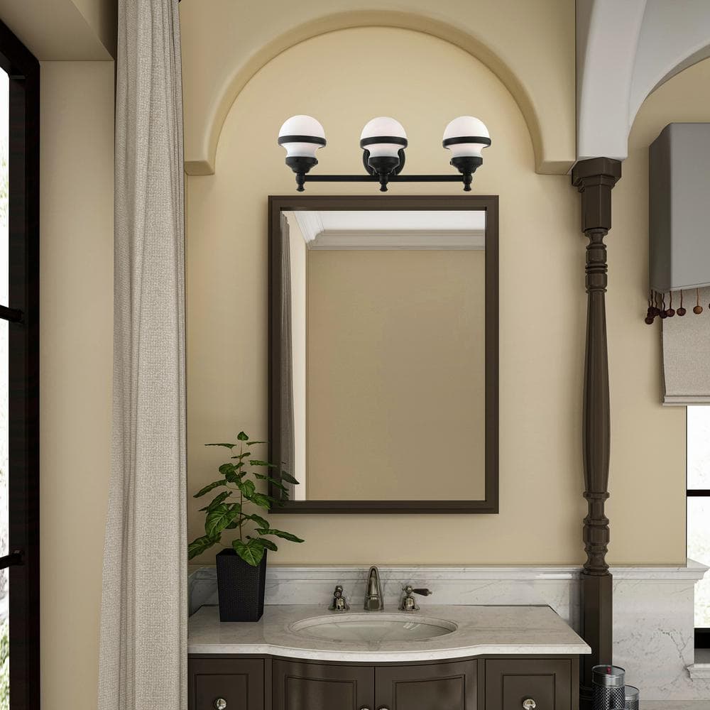 Oldwick Sleek 3-Light Vanity Sconce with Satin Opal White Glass
