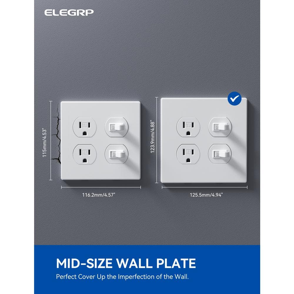 White 4-Gang Plastic Duplex Outlet Wall Plate Set
