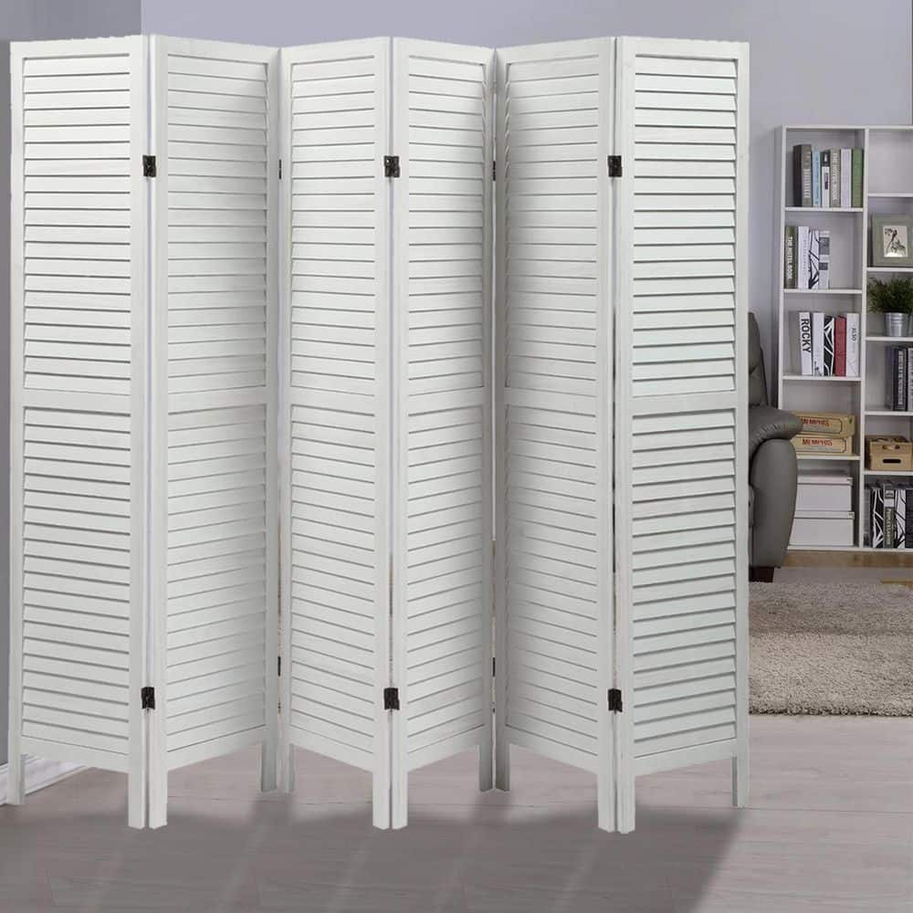 Tidoin 6-Panel White Wood Rectangular Panel Room Partition MIX-YDHG-909 ...