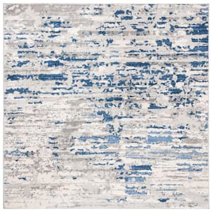 Jasper Ivory/Blue 7 ft. x 7 ft. Square Geometric Area Rug