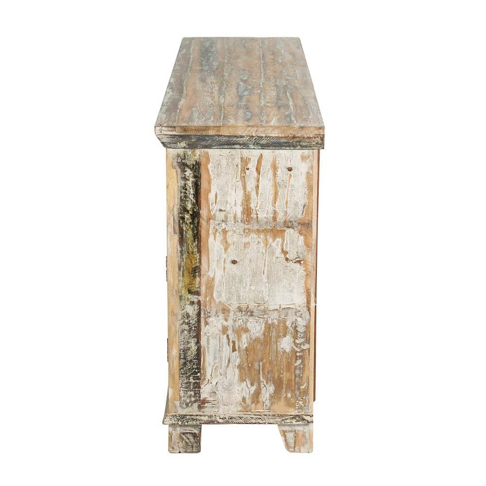 Rustic Dark Brown Reclaimed Wood Cabinet with Adjustable Shelving