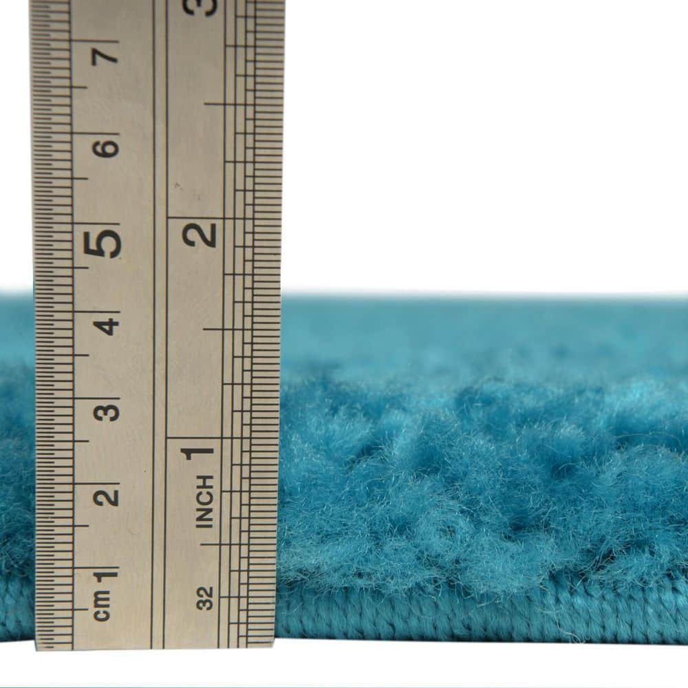 Turquoise Rectangular Solid Shag Synthetic Area Rug