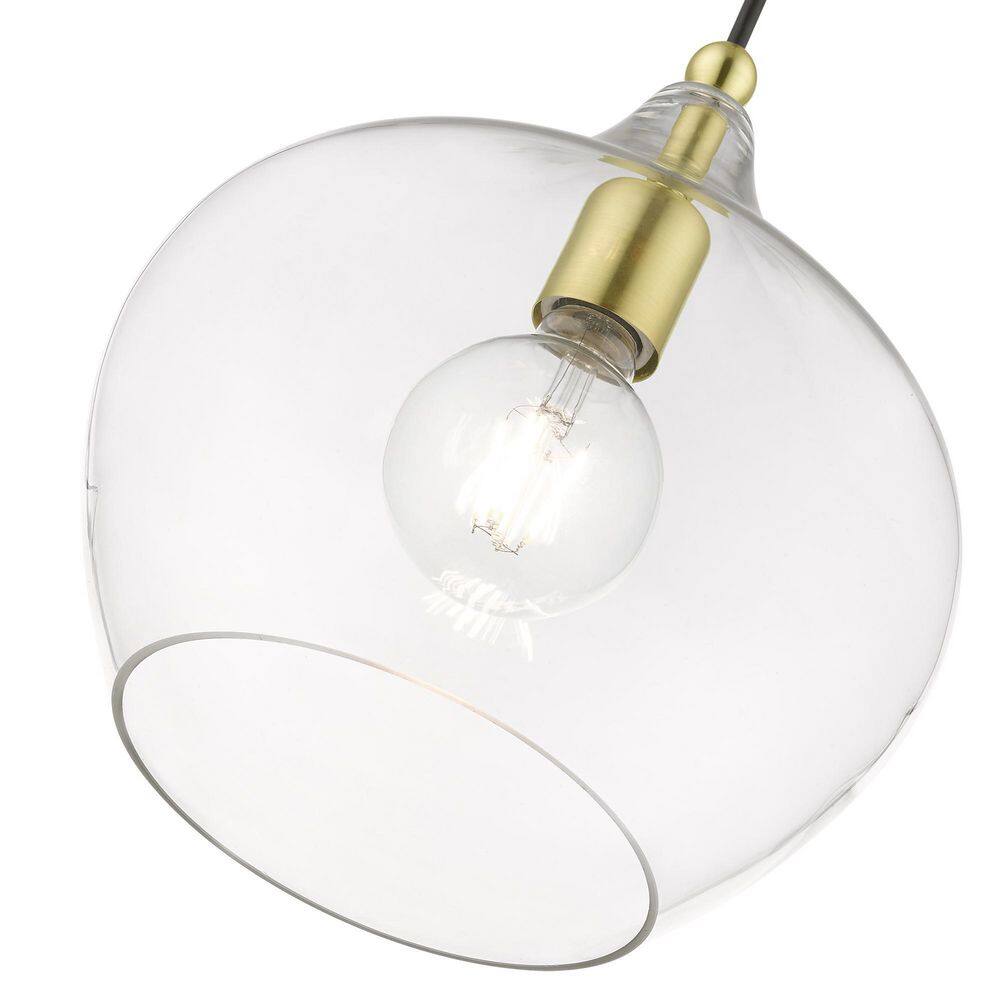 Aldrich 10" Clear Glass Brass Pendant Light