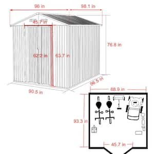 8 ft. W x 8 ft. D Outdoor Metal Storage Shed in Gray (64 sq. ft.)