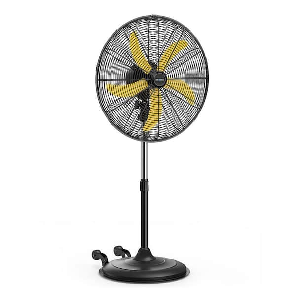 20 in. 3 fan speeds High Velocity Heavy Duty Pedestal Fan in Yellow for Garage, Commercial, Industrial - UL Listed