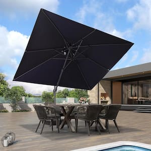 10 ft. Square Double Top Outdoor Aluminum 360° Rotation Cantilever Patio Umbralla in Navy Blue