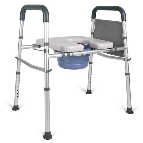3-in-1 Bedside Commode, Portable Potty Chair with Sturdy Dual-Crossbar Support Construction, Stable Raised Toilet Seat