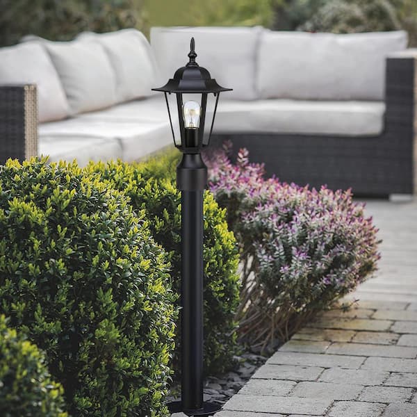 Allison 1-Light Matte Black Aluminum Hardwired Outdoor Weather Resistant Post Light Set (2-Packs)