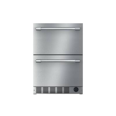 Professional 4.4 cu. ft. Built-In Double Drawer Under-Counter Refrigerator with Handle in Stainless Steel