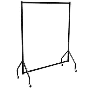 Black Metal Garment Clothes Rack with Wheels 48 in. W x 60 in. H