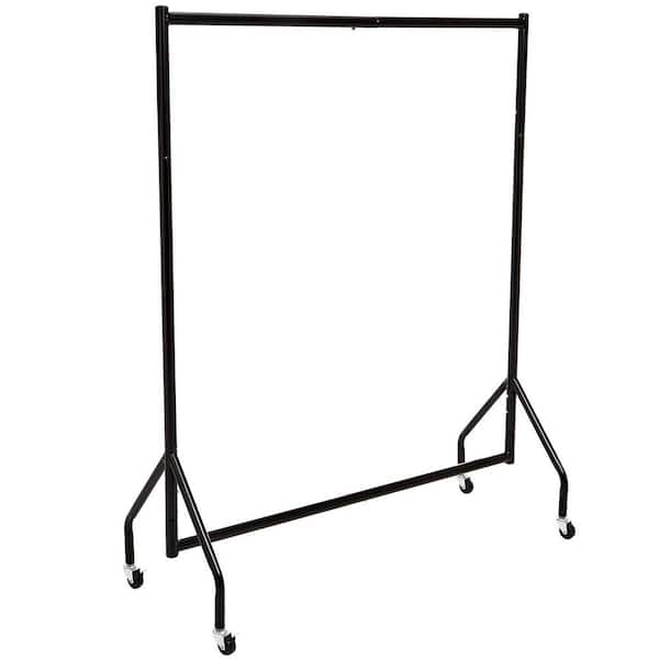 Unbranded Black Metal Garment Clothes Rack with Wheels 48 in. W x 60 in. H