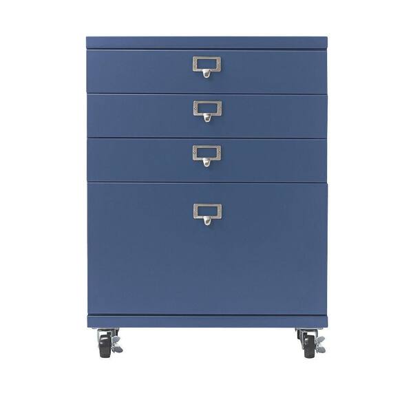 Home Decorators Collection Becker 4-Drawer Metal Cart in Sapphire