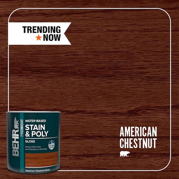 BEHR PREMIUM 1 qt. #TIS-362 American Chestnut Gloss Semi-Transparent Water-Based Interior Stain and Poly in One