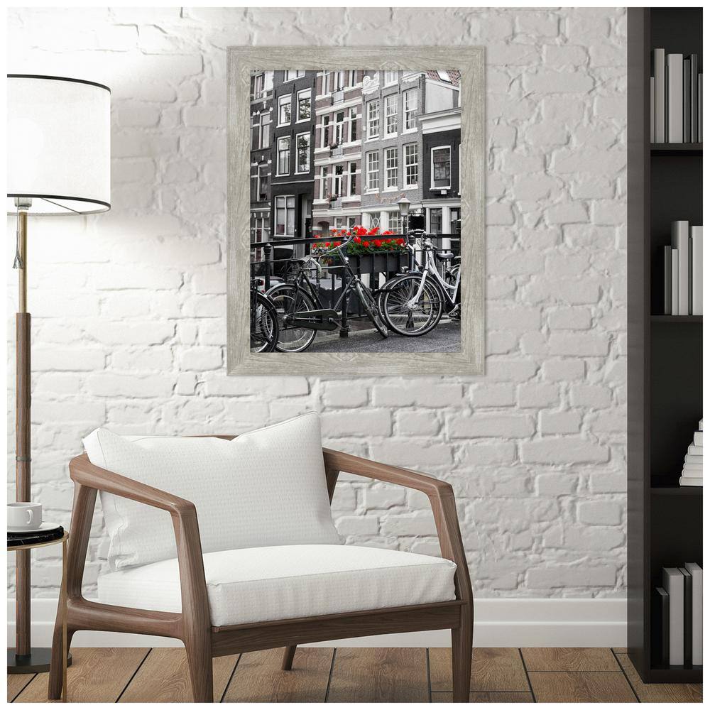Dove Greywash Narrow Rustic Wood Wall Picture Frame