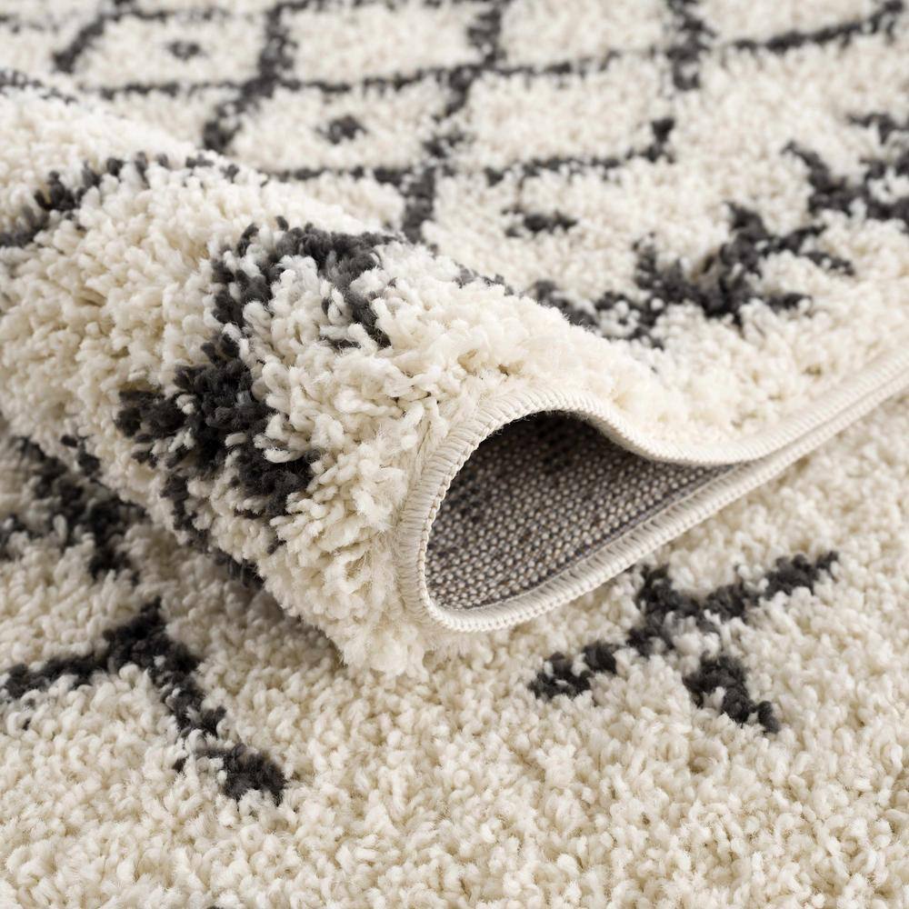 Godalming Charcoal and Peach Bohemian Shag Area Rug 7'10" x 10'