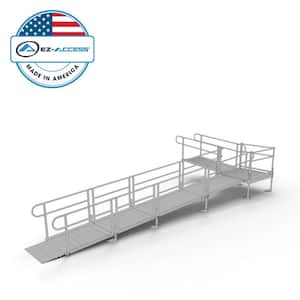 PATHWAY 26 ft. L-Shaped Aluminum Wheelchair Ramp Kit with Solid Surface Tread, 2-Line Handrails and 4 ft. Turn Platform