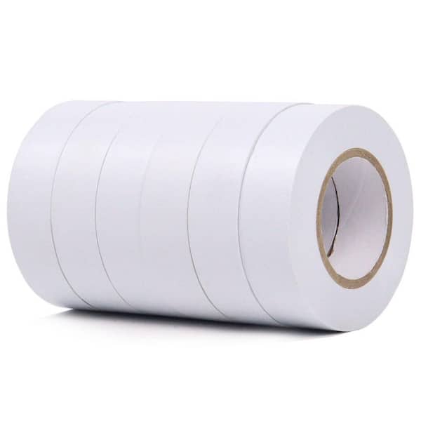 3/4 in. x 66 ft. Flame Retardant Waterproof PVC Electrical Insulation Tape White 6-Pack