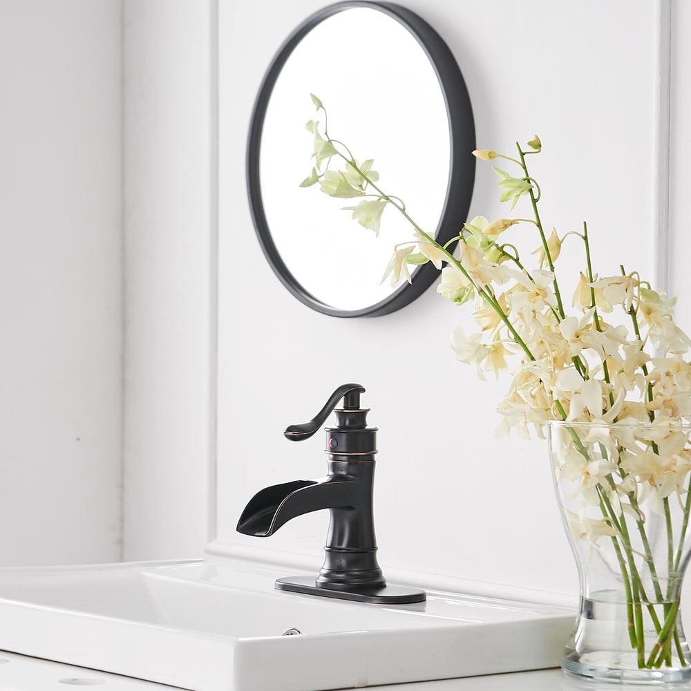 Oil Rubbed Bronze Single-Handle Waterfall Bathroom Faucet
