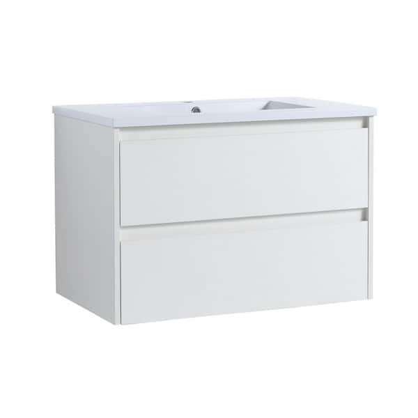 CASAINC 18.2 in. W x 29.5 in. D x 20.5 in. H Bath Vanity in White with White Top with 2/3 Soft Close Drawers