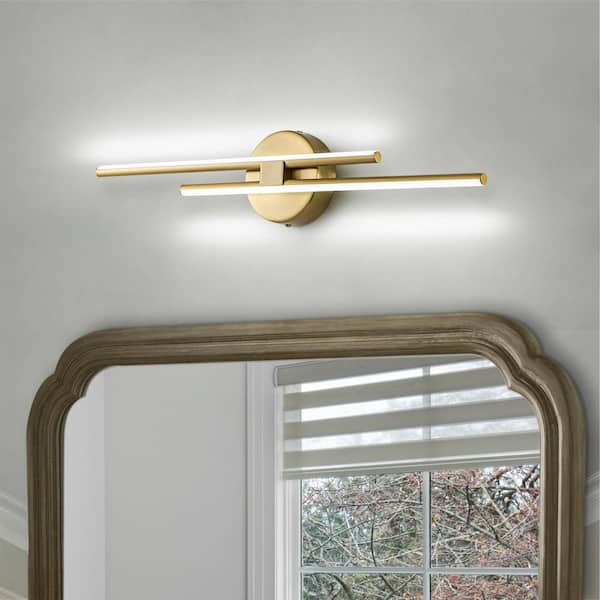 Bourget 23.62 in. 2-Light Gold LED Vanity Light Bar with 6000K for Bathroom, Bedroom, Living Room