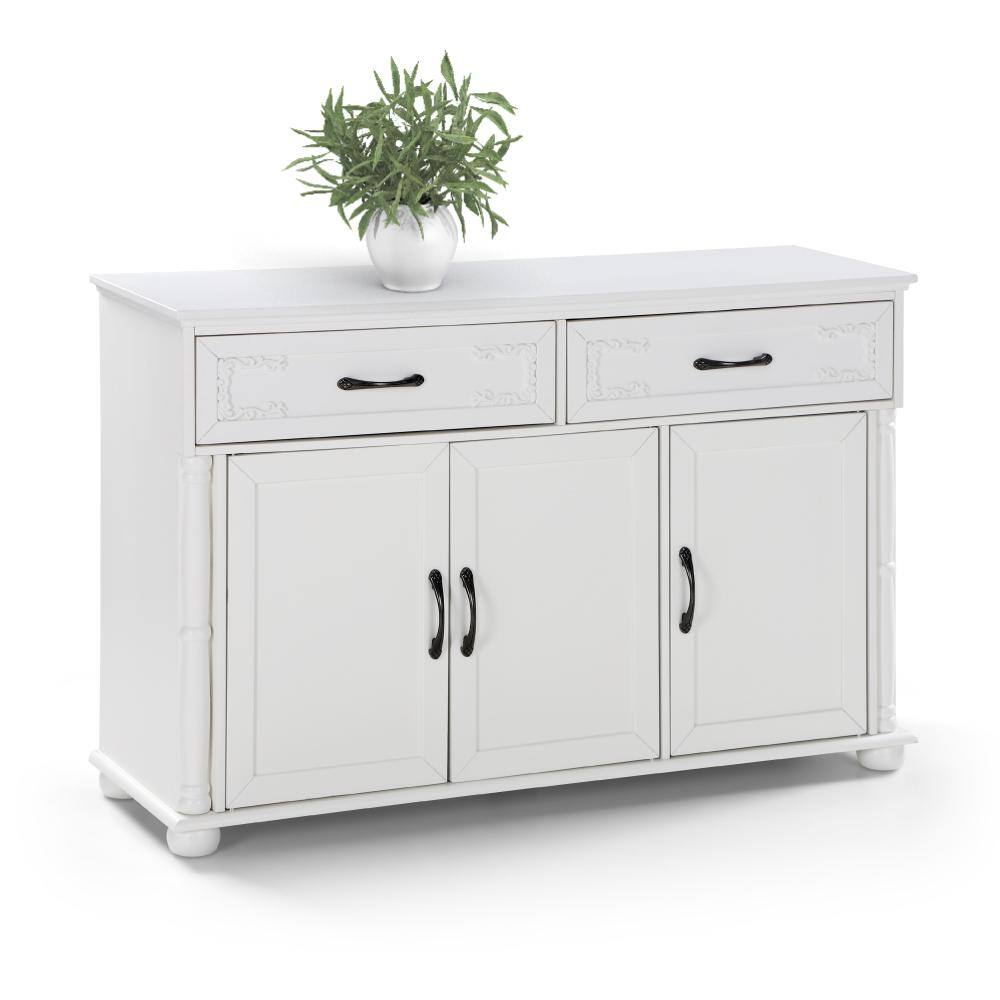 46 in.Ivory White MDF Modern Buffet Sideboard With 2Drawers, Roman