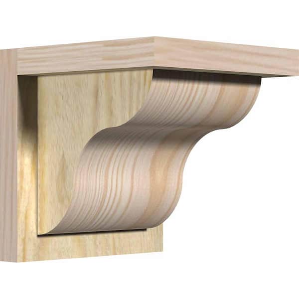 Ekena Millwork 8 in. x 8 in. x 8 in. Douglas Fir Carmel Rough Sawn Corbel with Backplate