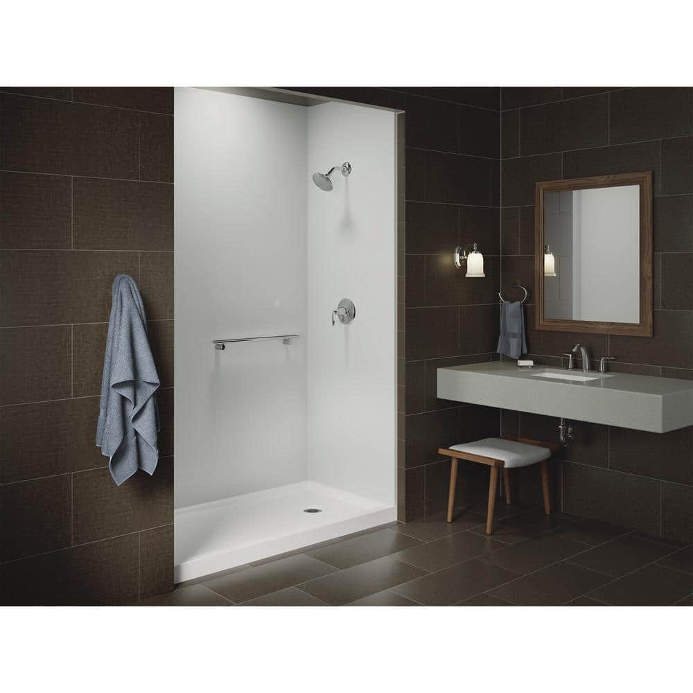 White Acrylic 60" x 32" Low-Threshold Shower Base with Right Drain
