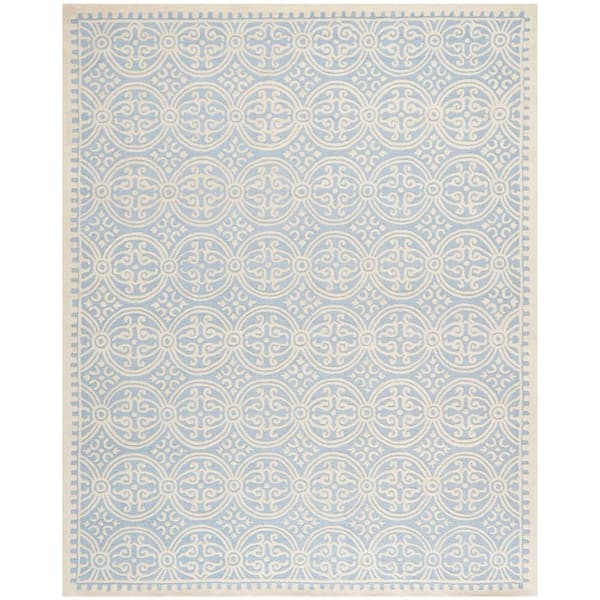 Cambridge Light Blue/Ivory 12 ft. x 18 ft. Geometric Medallion Area Rug