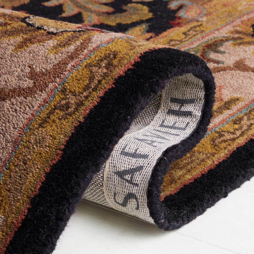 Hand-Tufted Black and Beige Wool Runner Rug, 2'3" x 10'