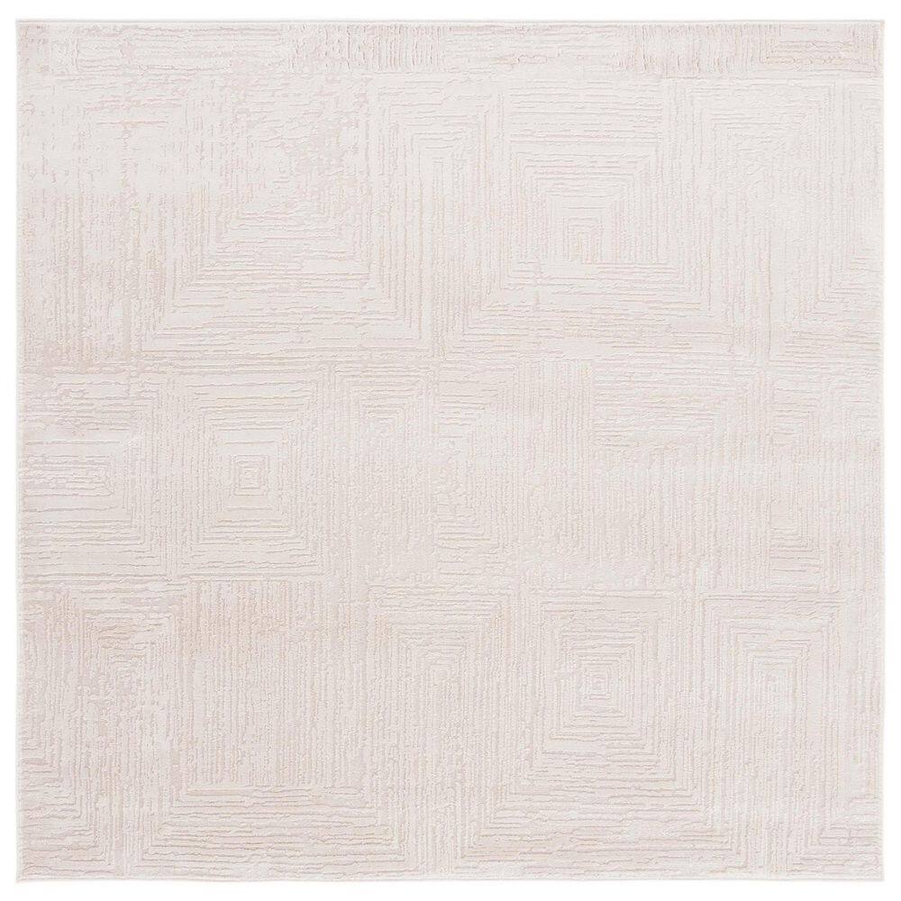 SAFAVIEH Whisper 7 ft. x 7 ft. Beige Distressed Geometric Square Area ...