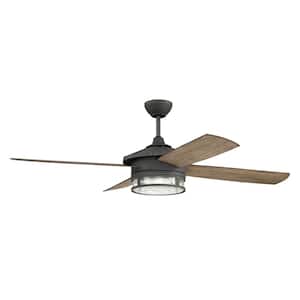 Stockman 52 in. Indoor/Outdoor Dual Mount Aged Galvanized Finish Ceiling Fan with LED Light Kit and Remote/Wall Control