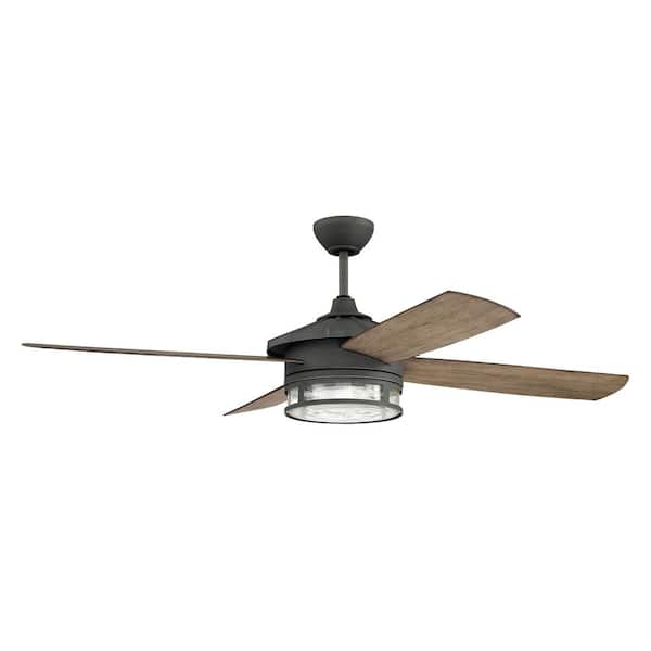 CRAFTMADE Stockman 52 in. Indoor/Outdoor Dual Mount Aged Galvanized Finish Ceiling Fan with LED Light Kit and Remote/Wall Control