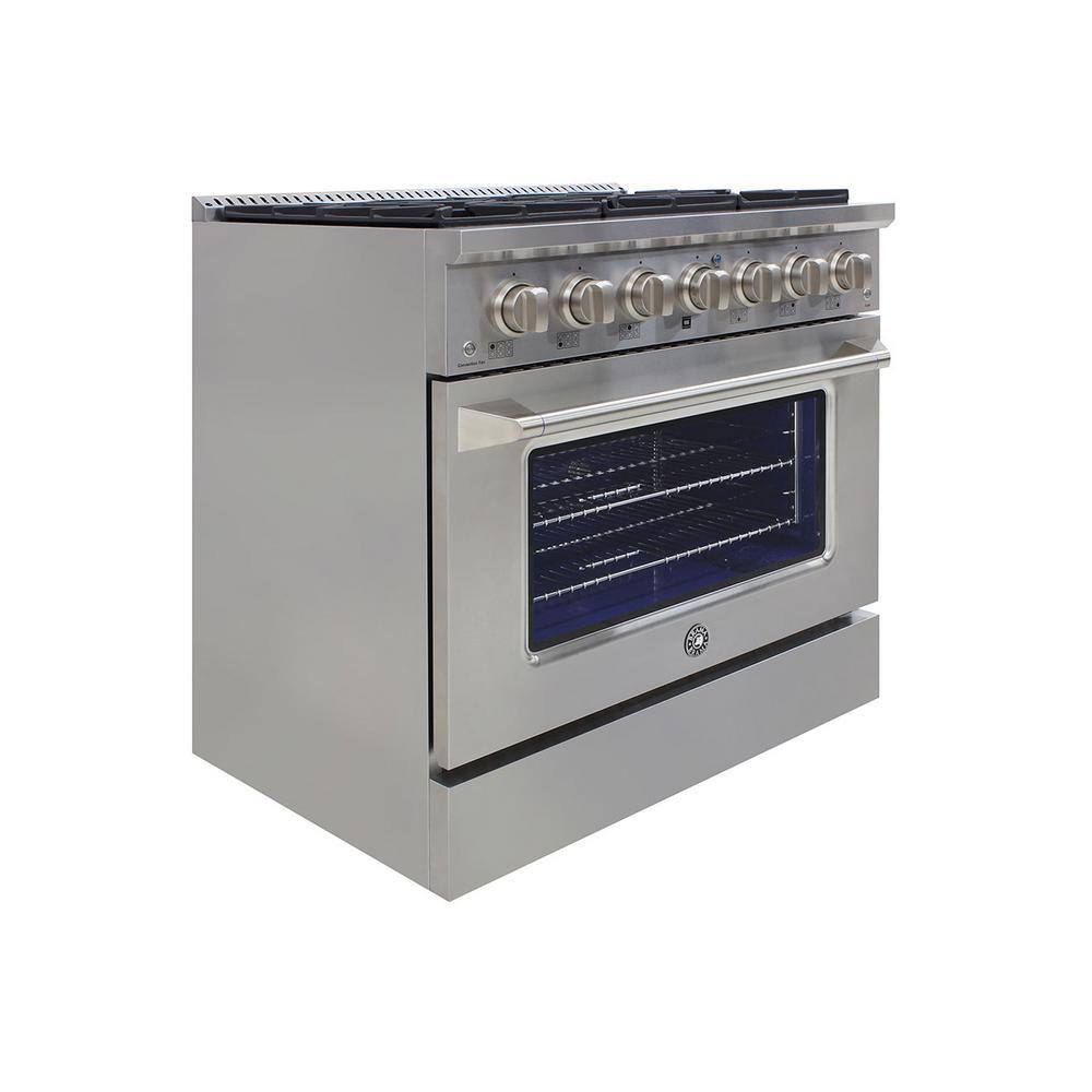 36-Inch Stainless Steel Gas Range with Convection Oven and 6 Burners