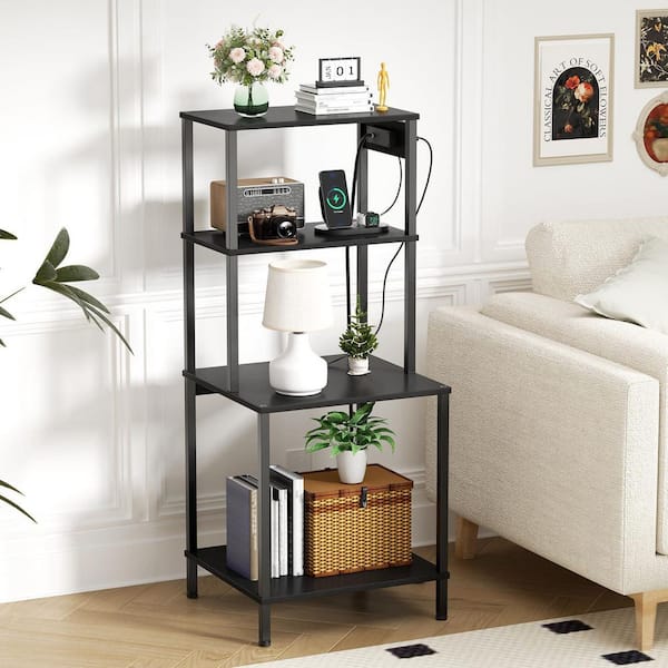 4-Tier Printer Stand With Charging Station - Rolling Cart With USB & Outlet