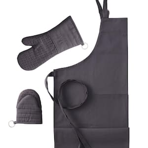 APRON SET, Grey, 3-Piece Kitchen Set