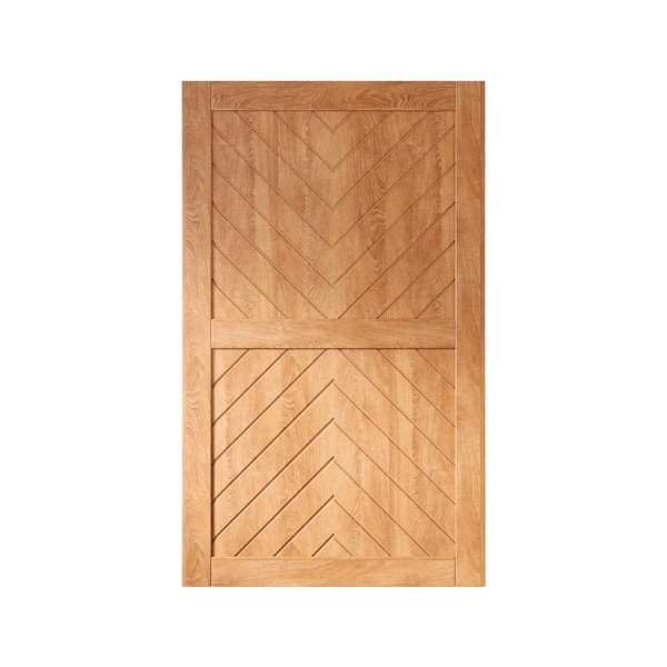 JT4 50 in. x 80 in. C-Panel Solid Core Early American Fishbone Design Pine Wood Interior Sliding Barn Door Slab