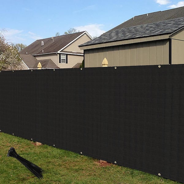 8 ft. x 50 ft. HDPE Privacy Fence Screen with Copper Grommets, 90% UV Blockage, Cable Zip Ties Included, Black