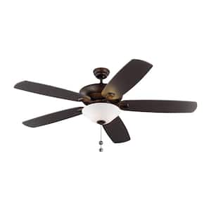 Colony Super Max Plus 60 in. Roman Bronze Ceiling Fan with Bronze and American Walnut Reversible Blades and LED Light