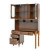Nestfair 47.24 in Walnut Brown Computer Desk with 5 Drawers, Charging Ports, Bookshelf and Hutch Cabinet CDHL926D