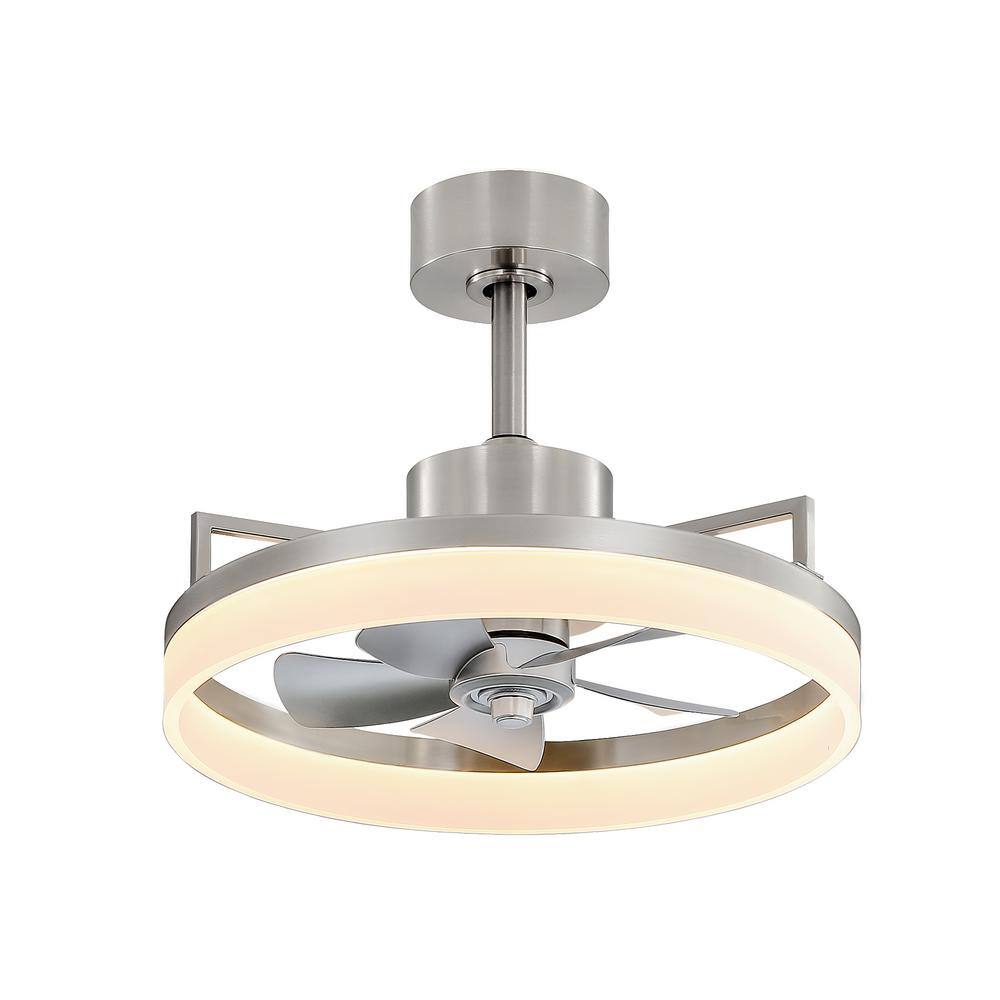 Breezary Paige 20 in. LED Indoor Satin Nickel Ceiling Fan with Light