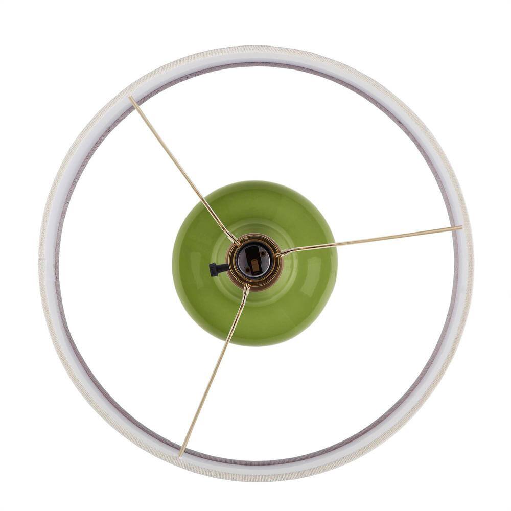 Green Ceramic Genie-Style Table Lamp with White Shade