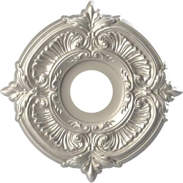 Ekena Millwork 13" O.D. x 3-1/2" I.D. x 3/4" P Attica Thermoformed PVC Ceiling Medallion (Fits Canopies up to 5"), Bright Coat Aluminum