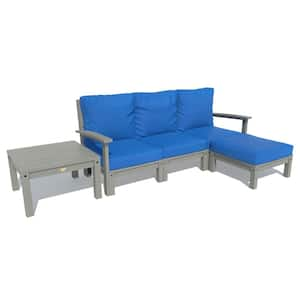 Bespoke Deep Seating 3-Piece Plastic Outdoor Couch, Ottoman and Side Table with Cushions