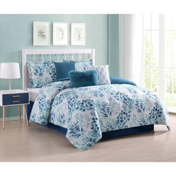 Carmela Home Martina 7-piece Aqua White King Comforter Set-ymz009022 